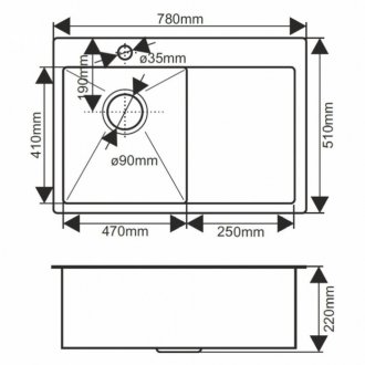 Мойка кухонная Melana Profline D7851HB-L графит матовый