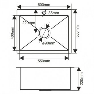 Мойка кухонная Melana Profline H6050B +коландер графит матовый