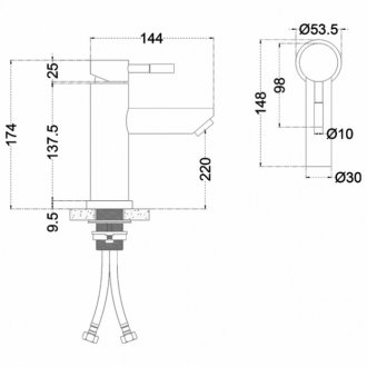 Смеситель для раковины Melana Tondo 610101PVD-B черный