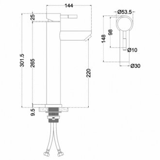 Смеситель для раковины Melana Tondo 610102PVD-B графит матовый