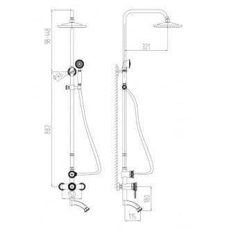 Душевая стойка Milacio Baroque MC.103.1BBR