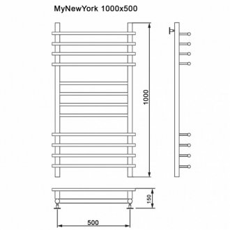 Полотенцесушитель водяной MyFrea My New York 500x1000