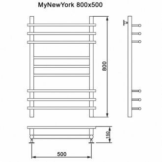 Полотенцесушитель водяной MyFrea My New York 500x800
