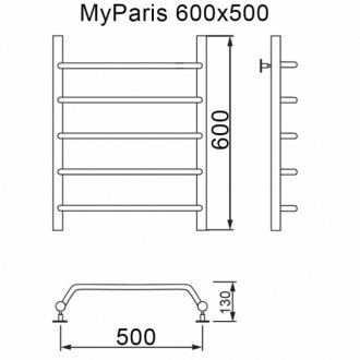 Полотенцесушитель водяной MyFrea My Paris 500x600
