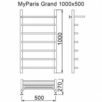 Полотенцесушитель водяной MyFrea My Paris Grand 500x1000