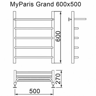 Полотенцесушитель водяной MyFrea My Paris Grand 500x600