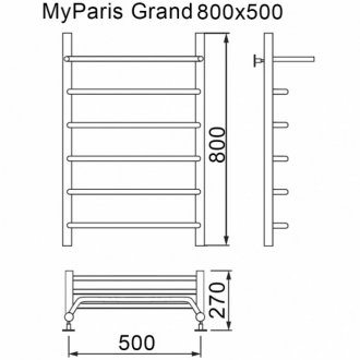 Полотенцесушитель водяной MyFrea My Paris Grand 500x800