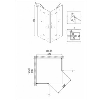 Душевой уголок Niagara Nova NG-6813-08, 90х90х195 см, профиль черный