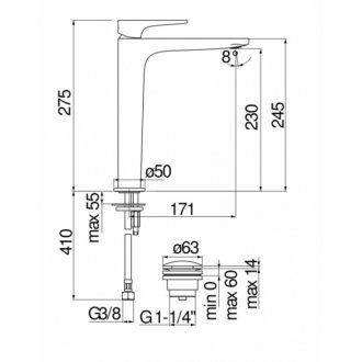 Смеситель для раковины Nobili Yoyo YO126128/2CR