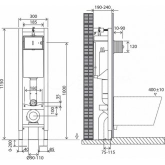 Инсталляция для унитаза Oli Quadra 280490 с кнопкой смыва River