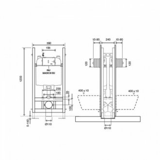 Инсталляция для унитаза двойная Oli 74 Plus 600859 механическая