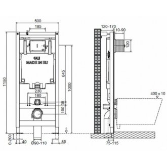 Инсталляция для унитаза Oli 80 300573 пневматическая