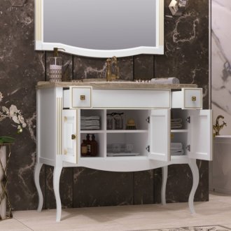 Мебель для ванной Опадирис Лаура 100 белый матовый с патиной со столешницей