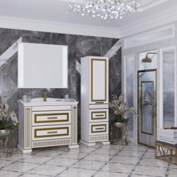 Мебель для ванной Опадирис Оникс 100 белый с золот...