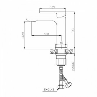 Смеситель для раковины Orange Lutz M04-021b