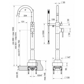 Смеситель для ванны Paini Cox 78CR136LM