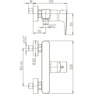 Смеситель для душа Paini Parallel 47CR511LMKM