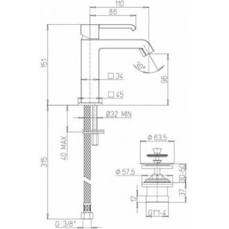 Смеситель для раковины Paini Q 19CR211ESR