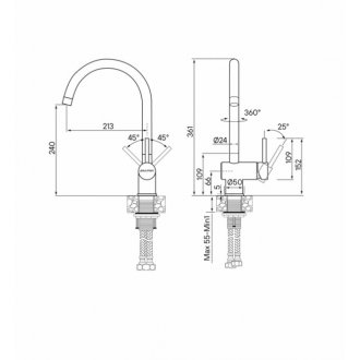 Смеситель для кухни Paulmark Bend Be212066-SS