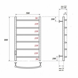 Полотенцесушитель электрический Point Афина П6 500x800