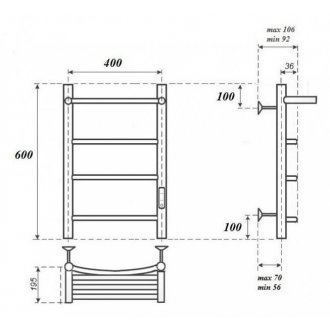 Полотенцесушитель электрический Point Афина П3 400x600 с полкой, белый