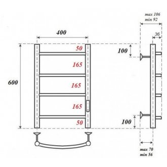 Полотенцесушитель электрический Point Афина П4 400x600