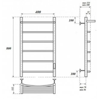 Полотенцесушитель электрический Point Афина П5 400x800 с полкой, черный