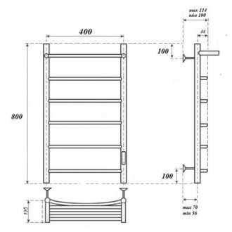 Полотенцесушитель электрический Point Афина П5 400x800 с полкой, белый