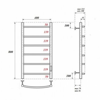 Полотенцесушитель электрический Point Афина П6 400x800