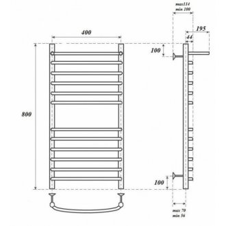 Полотенцесушитель водяной Point Альфа П11 400x800 с полкой