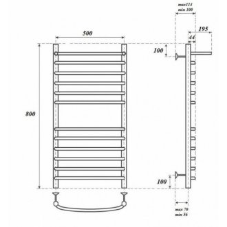 Полотенцесушитель водяной Point Альфа П11 500x800 с полкой