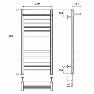 Полотенцесушитель электрический Point Аврора П11 500x800 с полкой