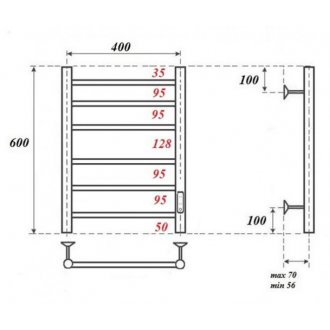 Полотенцесушитель электрический Point Аврора П6 400x600