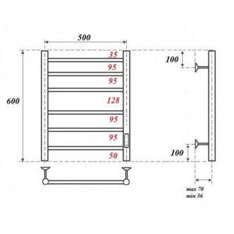 Полотенцесушитель электрический Point Аврора П6 500x600