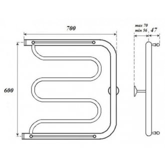 Полотенцесушитель водяной Point Фокстрот 600x700 с полкой