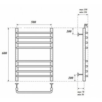 Полотенцесушитель электрический Point Нептун П8 500x600