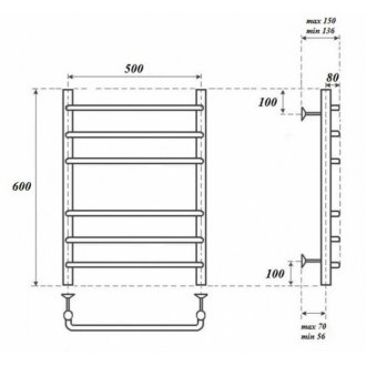 Полотенцесушитель водяной Point Нептун П6 500x600