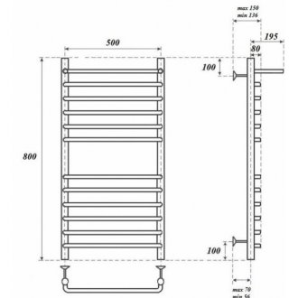 Полотенцесушитель водяной Point Нептун П11 500x800 с полкой