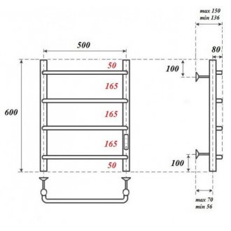 Полотенцесушитель электрический Point Ника П4 500x600