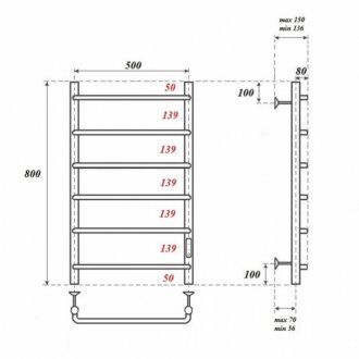 Полотенцесушитель электрический Point Ника П6 500x800