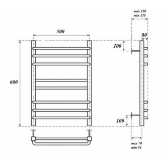 Полотенцесушитель водяной Point Омега П8 500x600