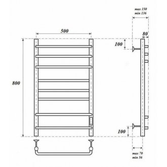 Полотенцесушитель электрический Point Сатурн П8 500x800