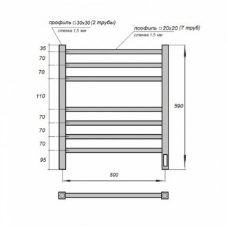 Полотенцесушитель электрический Point Вега П7 500x600 белый