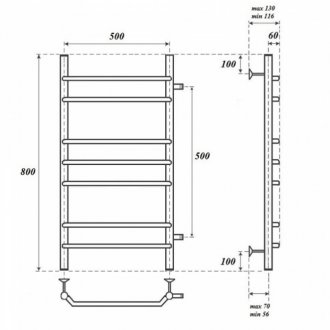 Полотенцесушитель водяной Point Венера П7 500x800 с боковым подключением