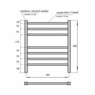 Полотенцесушитель электрический Point Веста П7 500x600 белый