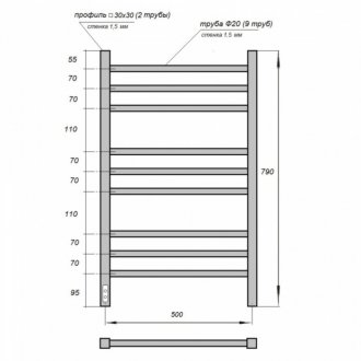 Полотенцесушитель электрический Point Веста П9 500x800 белый