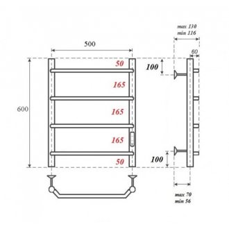 Полотенцесушитель электрический Point Виктория П4 500x600