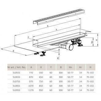 Трап линейный Radaway Slim 5L055S 550 мм