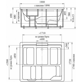 Гидромассажный бассейн Радомир Цезарь Platinum 189x174 серый мрамор