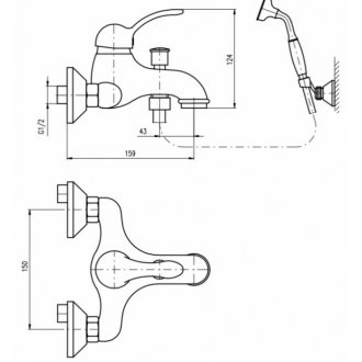 Смеситель для ванны Rav Slezak Labe L454.5/2SM